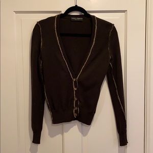 Dolce & Gabbana brown and tan wool cardigan